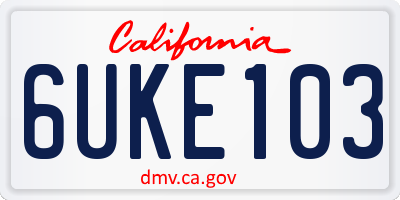 CA license plate 6UKE103