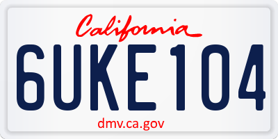 CA license plate 6UKE104