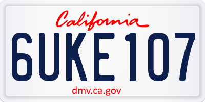 CA license plate 6UKE107