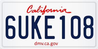 CA license plate 6UKE108