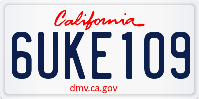 CA license plate 6UKE109