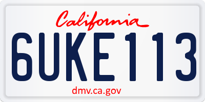 CA license plate 6UKE113
