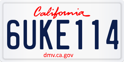 CA license plate 6UKE114