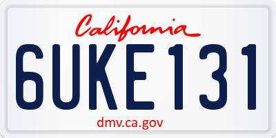 CA license plate 6UKE131
