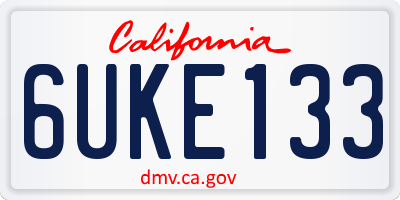 CA license plate 6UKE133