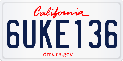CA license plate 6UKE136
