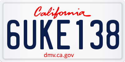 CA license plate 6UKE138
