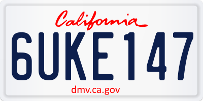 CA license plate 6UKE147