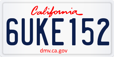 CA license plate 6UKE152