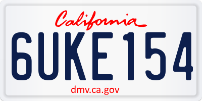 CA license plate 6UKE154