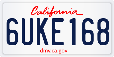 CA license plate 6UKE168
