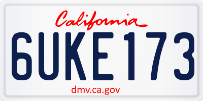 CA license plate 6UKE173