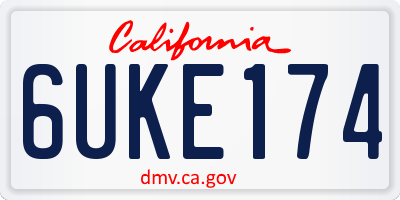 CA license plate 6UKE174