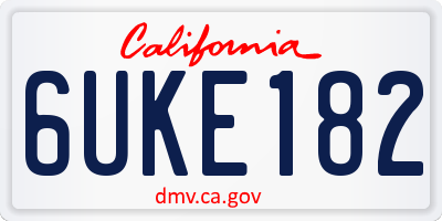 CA license plate 6UKE182