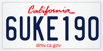 CA license plate 6UKE190