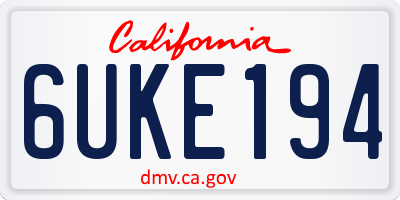 CA license plate 6UKE194