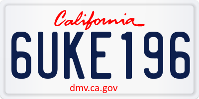 CA license plate 6UKE196