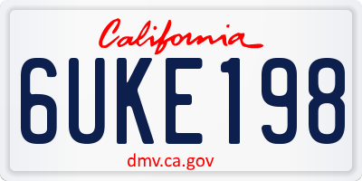 CA license plate 6UKE198