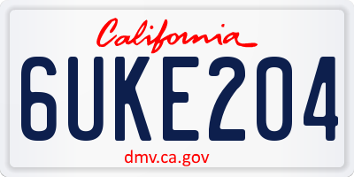 CA license plate 6UKE204