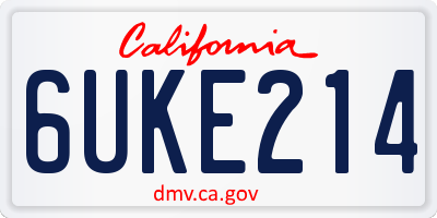 CA license plate 6UKE214