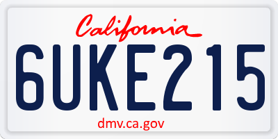 CA license plate 6UKE215