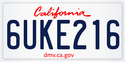 CA license plate 6UKE216