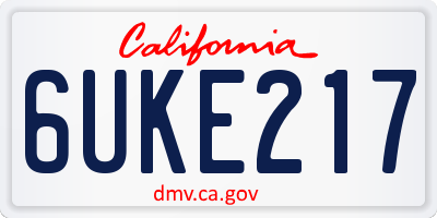 CA license plate 6UKE217