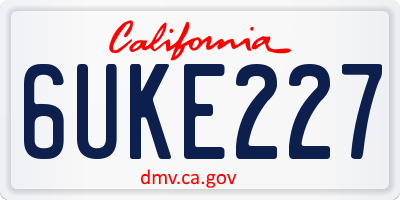 CA license plate 6UKE227