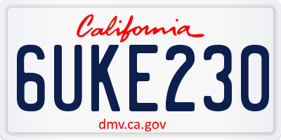 CA license plate 6UKE230