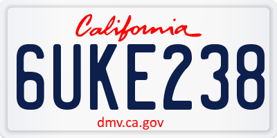 CA license plate 6UKE238