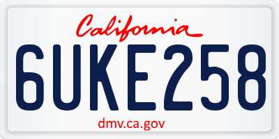 CA license plate 6UKE258