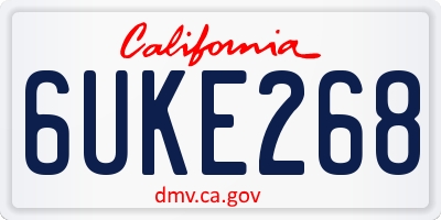 CA license plate 6UKE268