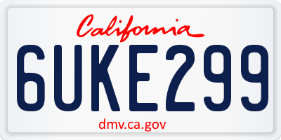 CA license plate 6UKE299