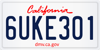 CA license plate 6UKE301
