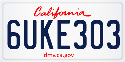 CA license plate 6UKE303