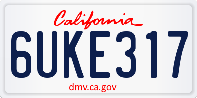 CA license plate 6UKE317