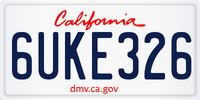 CA license plate 6UKE326