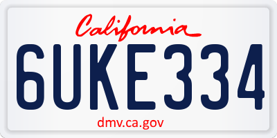CA license plate 6UKE334