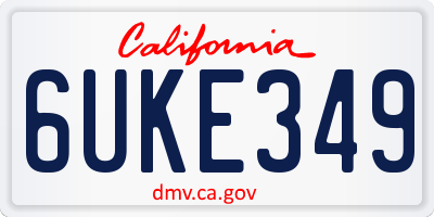 CA license plate 6UKE349