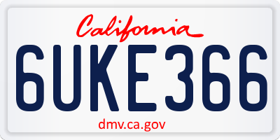 CA license plate 6UKE366