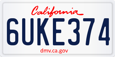 CA license plate 6UKE374