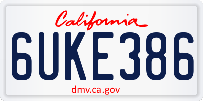 CA license plate 6UKE386