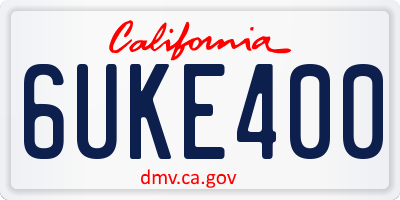CA license plate 6UKE400