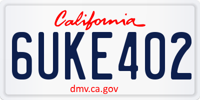 CA license plate 6UKE402