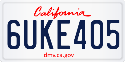 CA license plate 6UKE405
