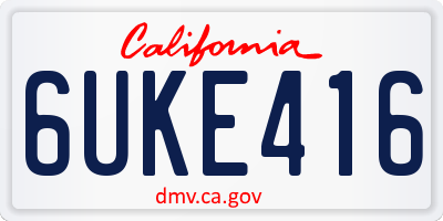 CA license plate 6UKE416