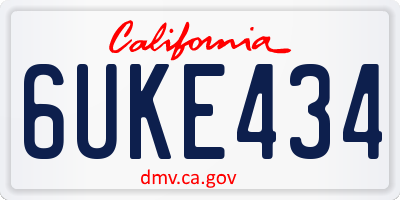 CA license plate 6UKE434