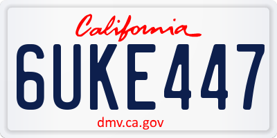 CA license plate 6UKE447