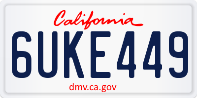 CA license plate 6UKE449