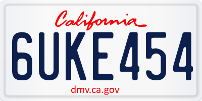 CA license plate 6UKE454